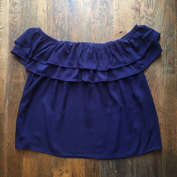 Navy blue off-the-shoulder top - Picture 1 of 4
